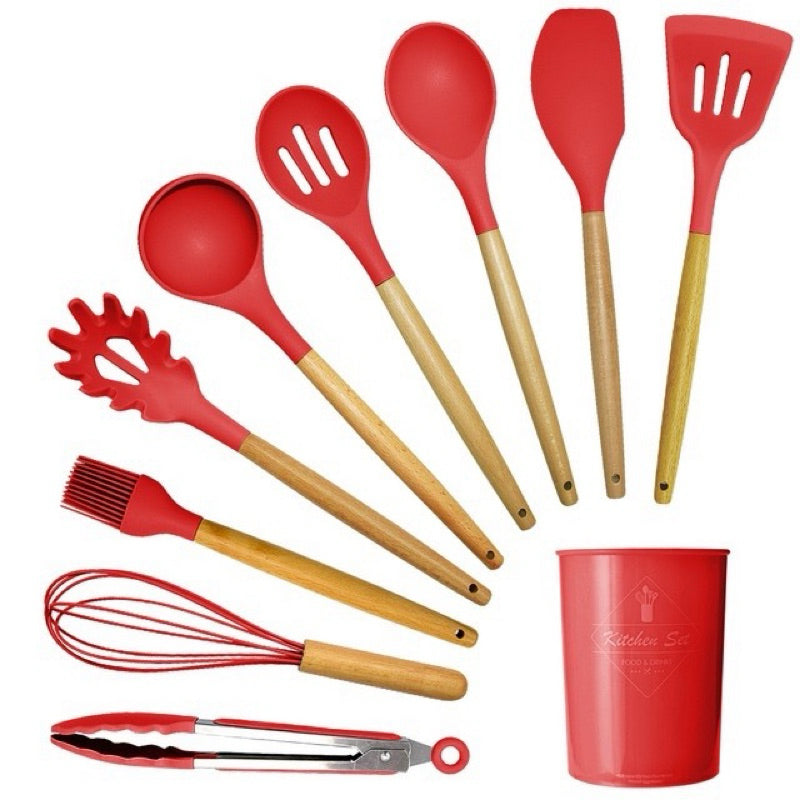 Kit de Utensílios de Silicone para Cozinha - 12 Peças