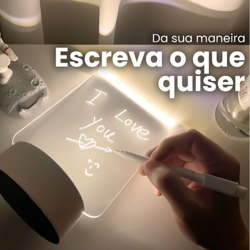 Luminária de Mesa 3D LED com Tela para Escrever Mensagens