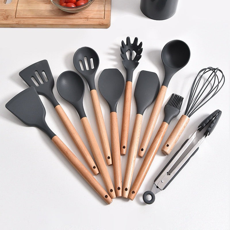 Kit de Utensílios de Silicone para Cozinha - 12 Peças