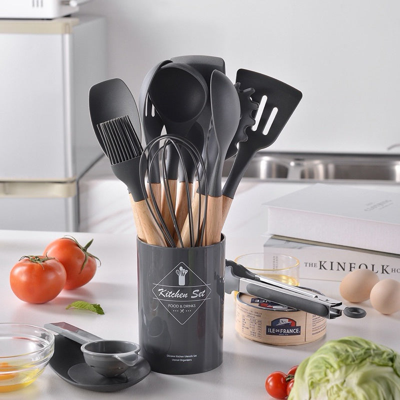 Kit de Utensílios de Silicone para Cozinha - 12 Peças