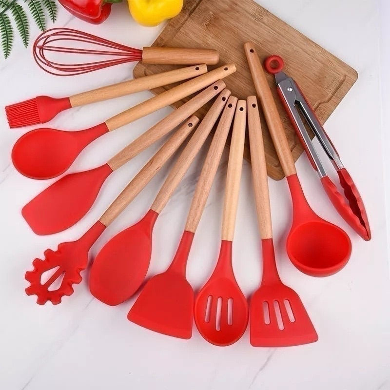 Kit de Utensílios de Silicone para Cozinha - 12 Peças