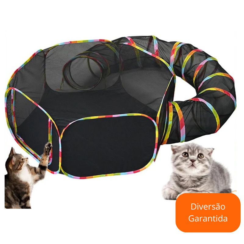 Gaiola Dobrável com Túnel Para Pets