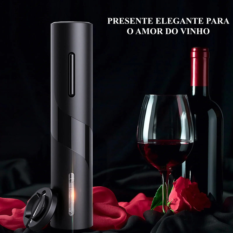 Kit Saca Rolhas Automático Abridor De Vinho Garrafa