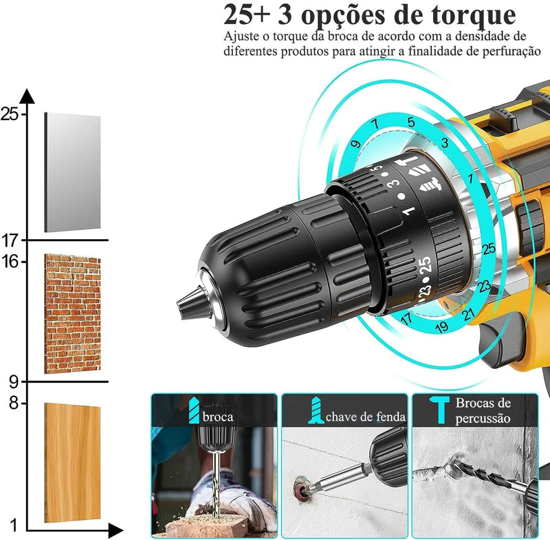 Parafusadeira/Furadeira Elétrica Bateria 21V