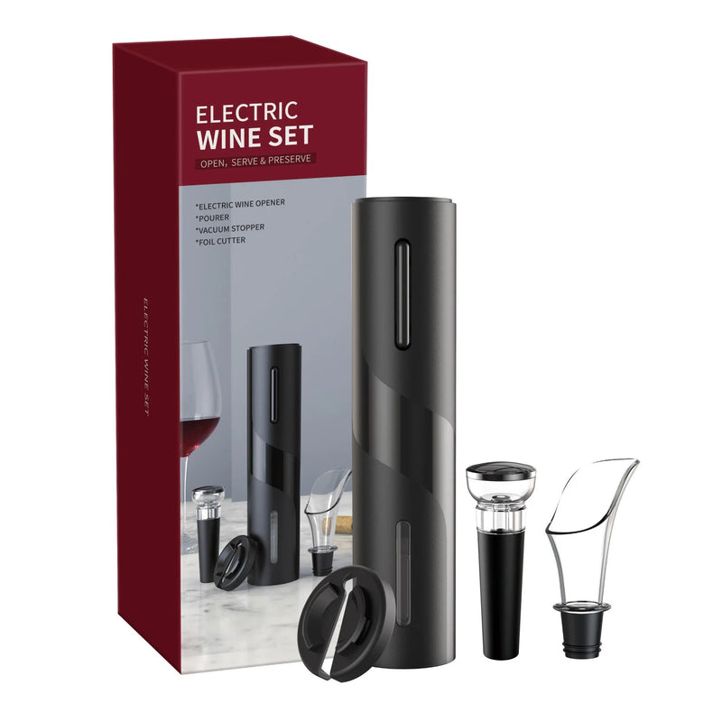 Kit Saca Rolhas Automático Abridor De Vinho Garrafa